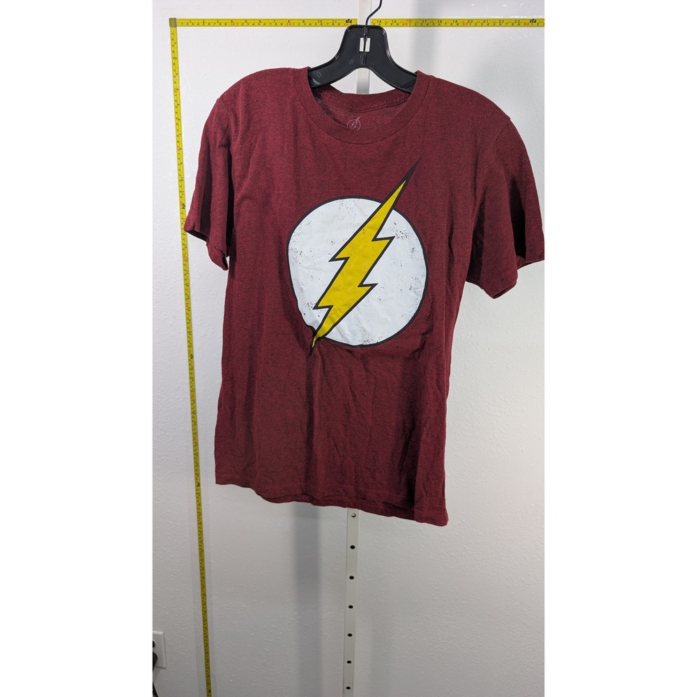 DC Comics The Flash Graphic T-Shirt Men Small Maroon Burgundy Lightning Bolt Tee